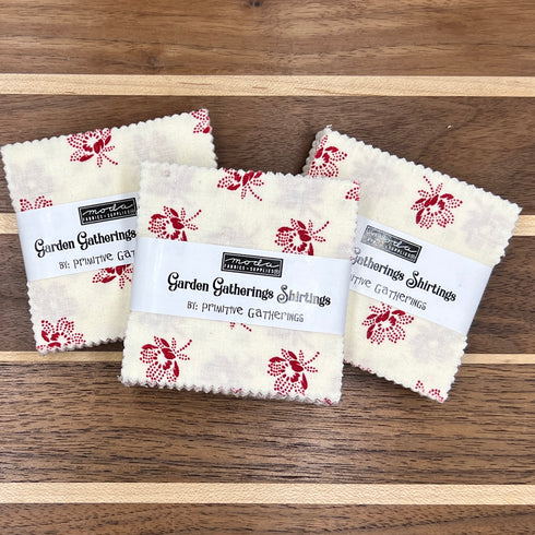 Garden Gathering Shirtings by Primitive Gatherings for Moda - Mini Charm Pack 2.5” squares